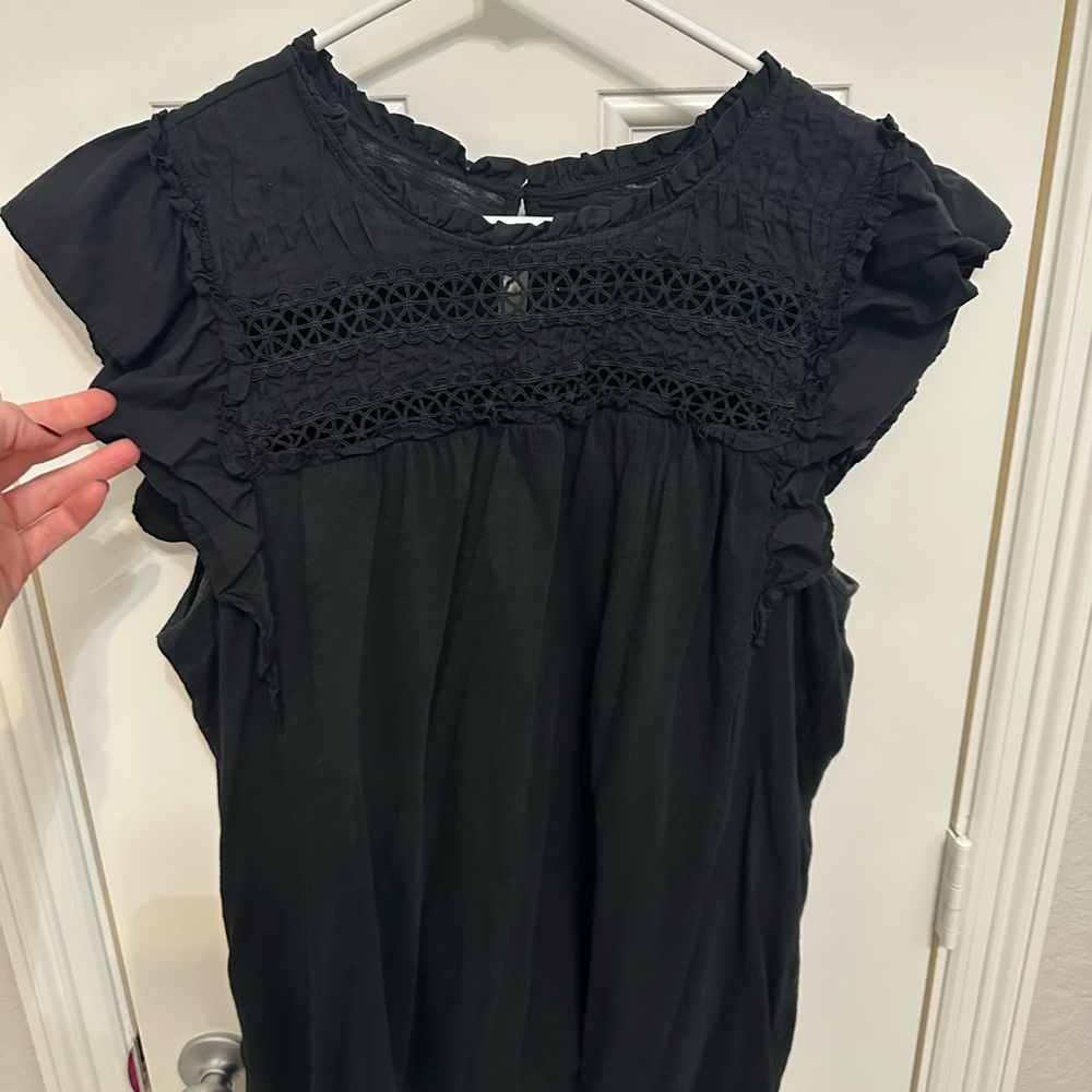 Black Ruffled Women's Top
